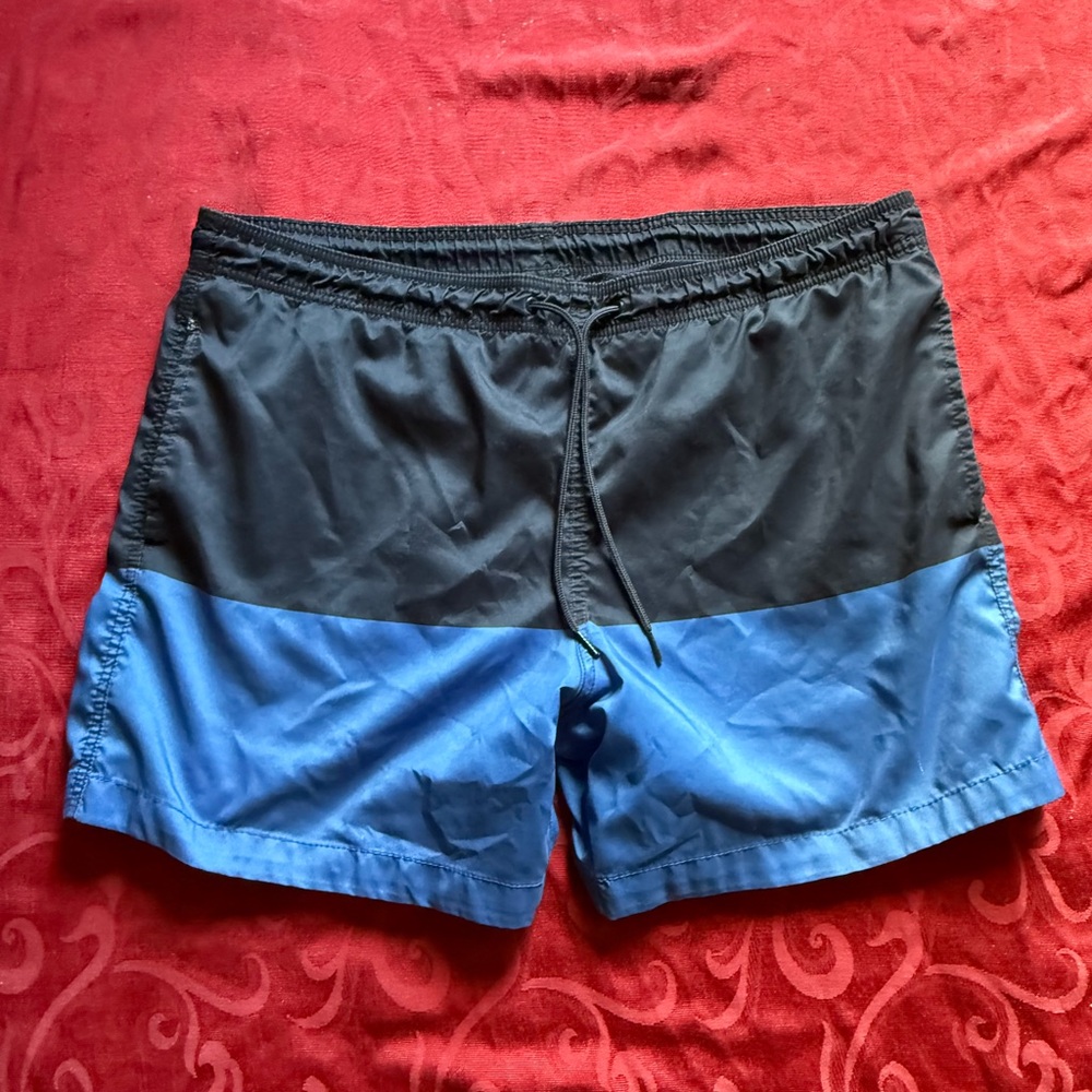 Men's Black and Blue Swim Shorts